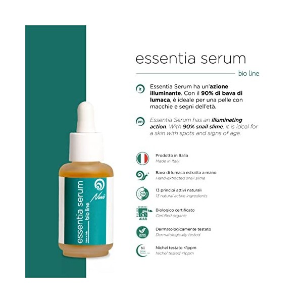 Nuvo Sérum Visage avec 90% Bave d Escargot, Anti tache, BIOLOGIQUE CERTIFIÉ, Hydratante, Anti-rides, Acide Hyaluronique, Vit