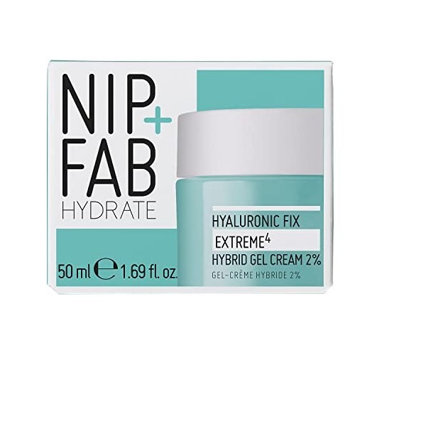 Nip+Fab Hyaluronic Fix Extreme4 2% Hydration Hybrid Gel Cream | 50 ml | Pour Le Visage Anti-Âge Hydratant Pour Les Rides Et L