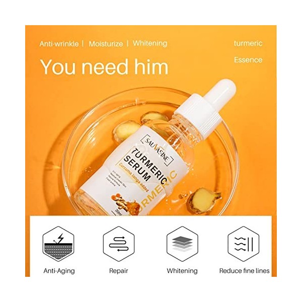 2022 New Turmeric Dark Spot Corrector Serum Hydrating Facial Body Serum For Face 2PCS turmeric serum 