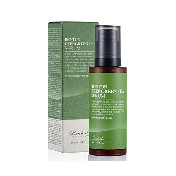 BENTON Sérum au thé vert profond 30 ml 5,07 oz liq. - Sérum facial nourrissant et hydratant pour peaux grasses et sensibles