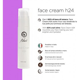 Nuvo Creme Visage H24 avec 60% BAVE D ESCARGOT, Acide Hyaluronique, Collagene, Marin Aloe, Vitamine C - E, Cellules de Kiwi,