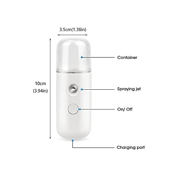 2 Pièces Nano Pulvérisateur, Mini Pulvérisateur de Visage Portable Pulvérisateur à Brume à Main USB Chargement Machine dAtom