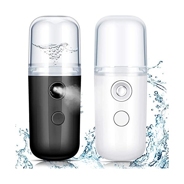 2 Nano Vaporisateurs Faciaux 30ml Vaporisateur à Brume Hydratante Mini USB Pulvérisateur Portable Pulvérisateurs de Brume de 