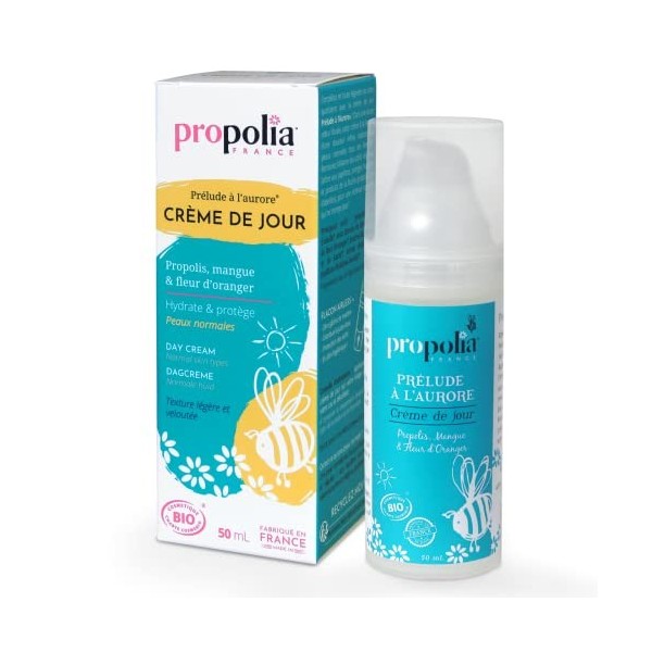 PROPOLIA - Bio - Crème hydratante Visage - Peaux normales - Propolis/Mangue/Karité/Arbre aux papillons/Cire dabeille - Fabri