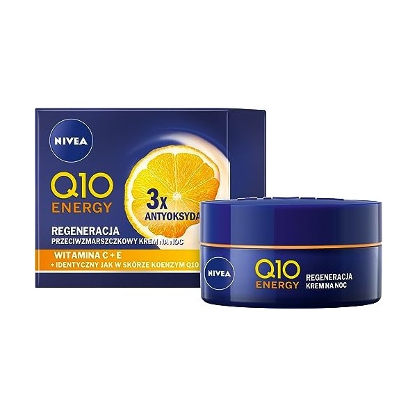 Q10 Energy Recharging Crème de nuit pour femme Crème de nuit énergisante pour le visage Crème de nuit hydratante avec vitamin