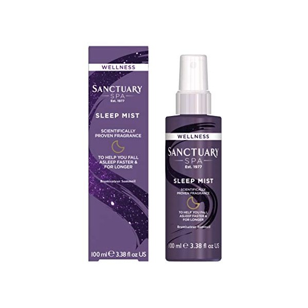 Sanctuary Spa Vaporisateur de sommeil pour le visage, le corps et loreiller avec acide hyaluronique, végétalien et sans crua