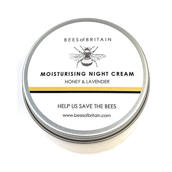 99% Naturel CRÈME RICHE NUIT - MIEL & LAVANDE - 100 g par BEES of BRITAIN Pour Peaux Sensibles. pH 5,5. On donne 5% de Bénéfi