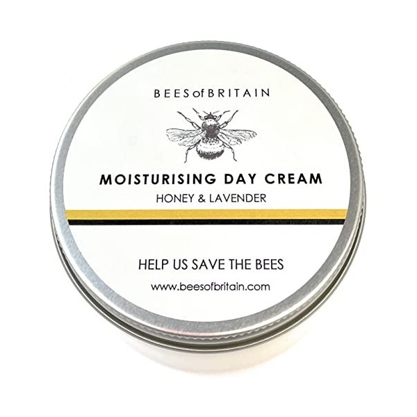 99% Naturel CRÈME RICHE JOUR - MIEL & LAVANDE - 100 g par BEES of BRITAIN Pour Peaux Sensibles. pH 5,5. On donne 5% de Bénéfi