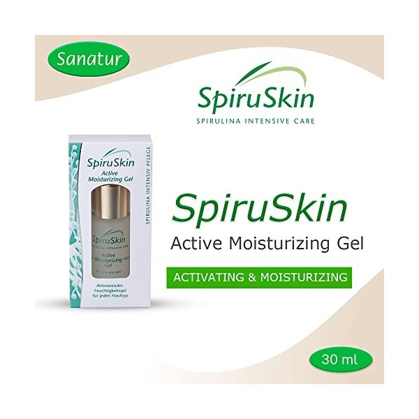 Sanatur SpiruSkin Active Gel Hydratant 30 ml. Activation et hydratation pour votre peau. Formule avancée avec des microalgues