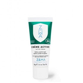 CRÈME ACTIVE 40g - CERTIFIÉE BIO - Z&MA – Hydrate, purifie et régule – anti-boutons – Peaux indisciplinées - Labellisée Cosmé