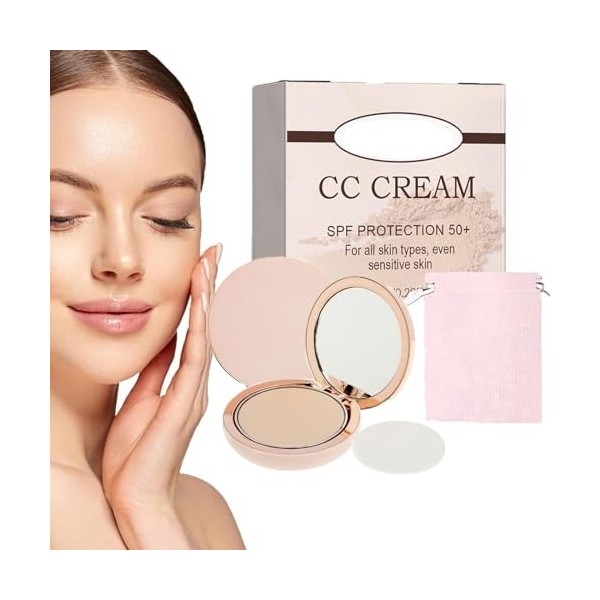 Ilumina Cc Creamy Compact Spf 50+ and Pouch, Perebella Cc Cream Skin Tone Adjusting, Cc Cream Self Adjusting for Mature Skin,