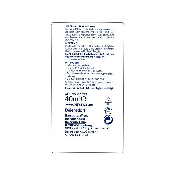 NIVEA Hyaluron CELLular Filler Sérum anti-âge 1 x 40 ml Crème anti-rides pour le jour et la nuit, crème hydratante cellulai