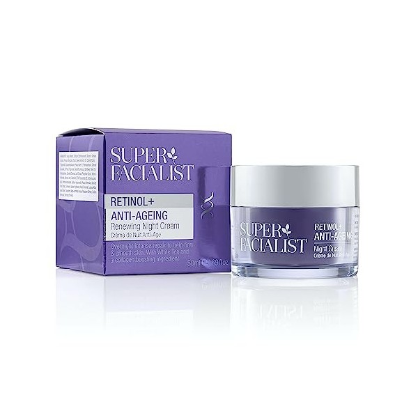 Super Facialist Retinol+ Anti Ageing Renewing Night Cream Reduce Wrinkles and Fine Lines Overnight 50ml