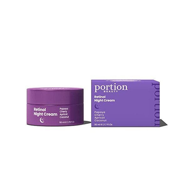 PORTION Crème de Nuit au Rétinol - 50ml - Anti-Âge Hydratation & Raffermissant - Vegan & Sans Cruauté - Creme de Nuit Visage