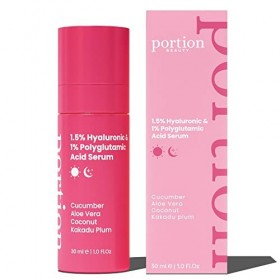 PORTION Serum Hydratant Visage - 30ml - 1,5% Acide Hyaluronique & 1% Acide Polyglutamique - Bio, Vegan & Sans Cruauté - Non P