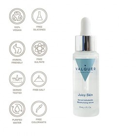 Sérum visage hydratant des Laboratoires Valquer. A leau de bambou et à lacide hyaluronique. Hyper hydratant. 98% dingrédie