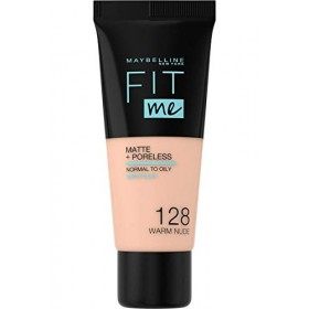 Maybelline New-York - Fond de Teint Fluide Fit Me Matte & Poreless - Peaux normales à grasses - Teinte : 128 Beige Doré - 30 