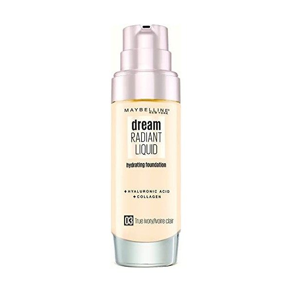 Maybelline New York Dream Radiant Liquid Fond de Teint Soin Hydratant 12H 03 Ivoire Claire 1 Unité