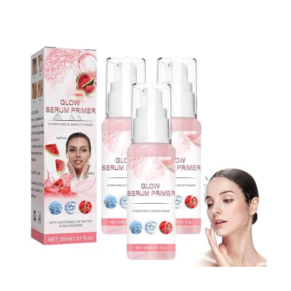 Essence Glow Serum,Essence Glow Serum Primer Watermelon,Glow Boosting Serum for Face,Glow Serum Primer,Brightens Skin Suitabl