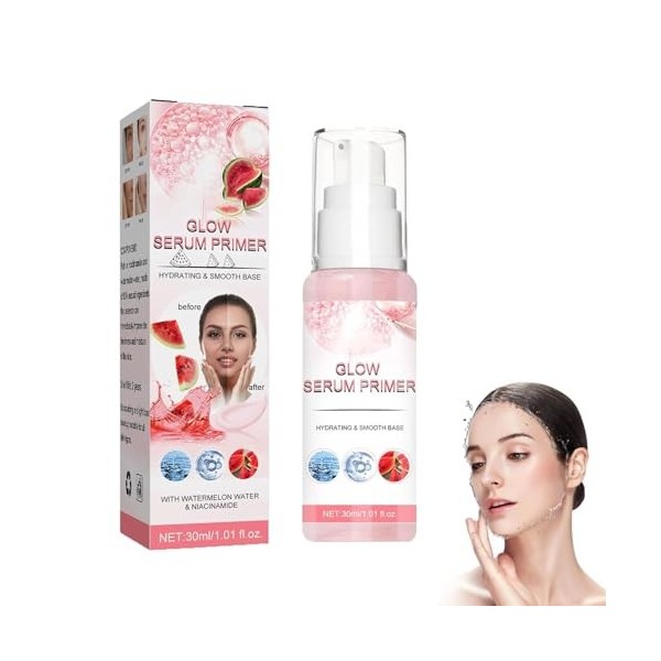 Essence Glow Serum,Essence Glow Serum Primer Watermelon,Glow Boosting Serum for Face,Glow Serum Primer,Brightens Skin Suitabl