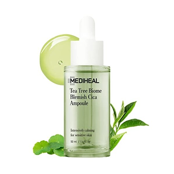 MEDIHEAL, Blemish du biome de larbre à thé Cica Ampoule 50ml - Sérum Visage à lArbre à Thé et à lExtrait de Centella Asiat