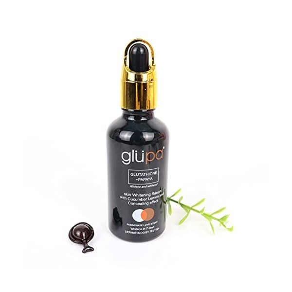 Serum blanchissant et éclaircissant visage et corps a la GLÜPA, glutathione. 50ml. serum glutathione et papaya