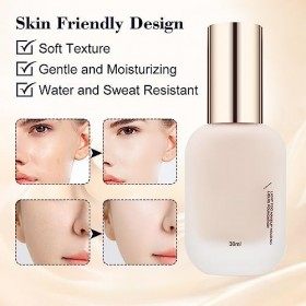 Fond De Teint Mat Léger Et Durable, Fond de teint liquide, Fond de teint hydratant, imperméable et léger, longue durée, pour 