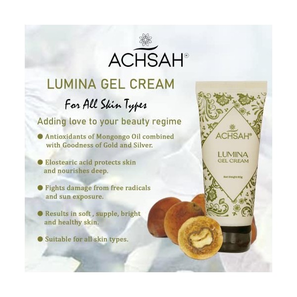 ACHSAH Lumina Gel Cream Brightening Nourishing Nourishing Mangongo Oil Combined | Combattre les dommages causés par les radic