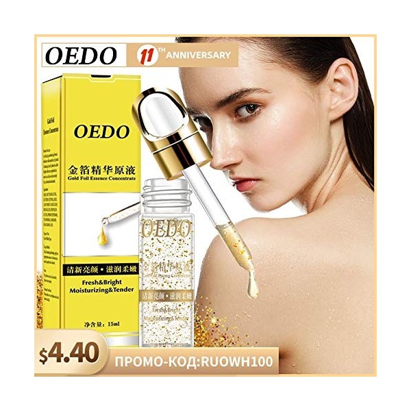 OEDO Feuille Dor Transparent Liquide Hydratant Sérum Raffermissant Du Visage Anti-âge Essence Anti-rides Blanchissant Produi