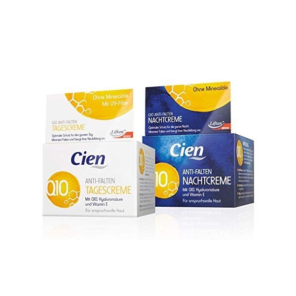 Lot de 2 Cremes Anti-rides Crème de nuit 50 ml + Creme de Jour 50 ml - avec la Coenzyme Q10, lacide hyaluronique, et vitam