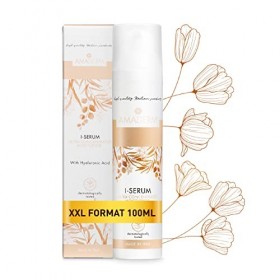 AMADERM I-Serum 100ml, Sérum Visage 100% Acide Hyaluronique Pur et Vitamine E, MADE IN ITALY Sérum Visage et cou Hydratant et
