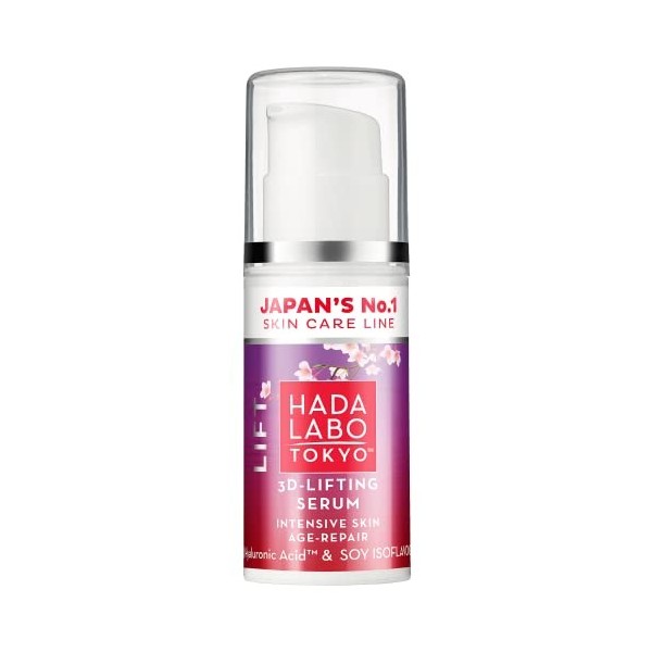 Hada Labo Tokyo Lift Serum Sérum Visage Liftant 3-D, soins pour le visage, serum acide hyaluronique, serum hydratante Blanc