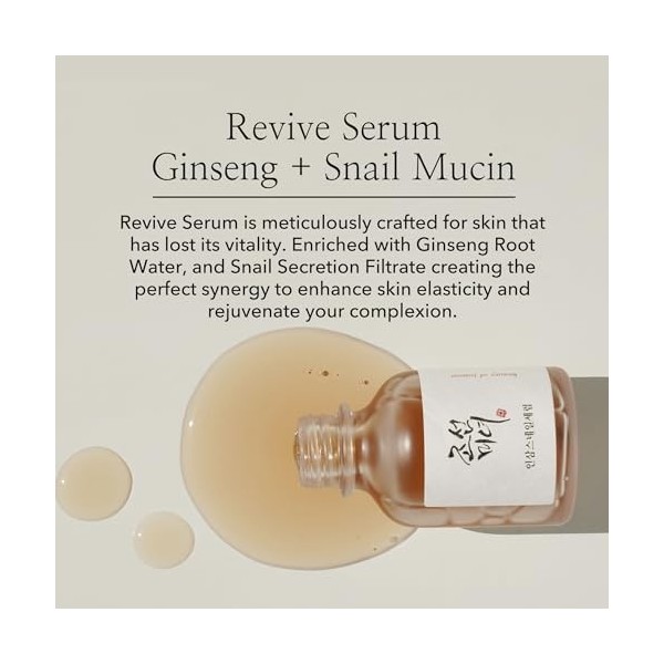 Beauty of Joseon Serum Line Revive Sérum Ginseng + Mucine dEscargot 30 ml, 1 fl oz.