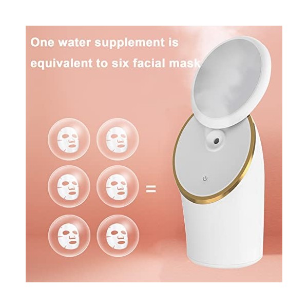 TaFoyu Facial Steamer, Nano Ionic Facial Steamer, avec miroir de maquillage Dispositif de nettoyage des pores, Beauty Spa Soi