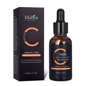 Mabox-sérum liquide anti-âge avec de la vitamine C, huile dessence VC blanchissant contenant de lacide hyaluronique et de l