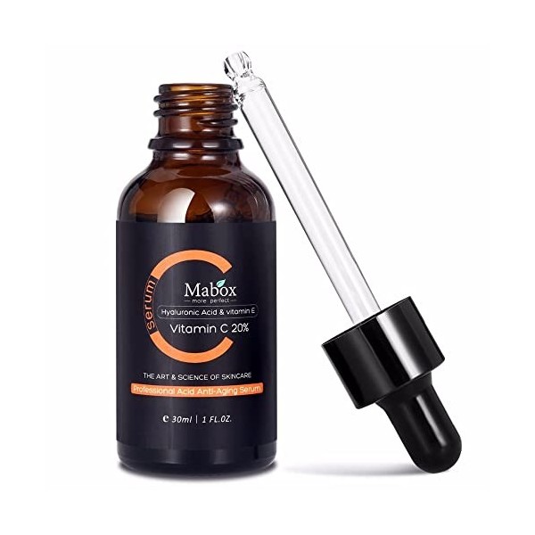 Mabox-sérum liquide anti-âge avec de la vitamine C, huile dessence VC blanchissant contenant de lacide hyaluronique et de l