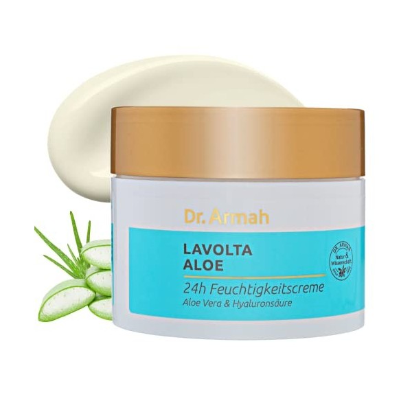 LAVOLTA Aloe Vera crème hydratante intensive 100ml crème visage naturelle avec acide hyaluronique extrait de feuille de karit