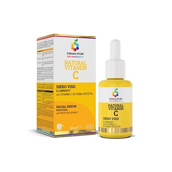 Colours of Life Skin Supplement NATURAL VITAMIN C - Serum visage ILLUMINATEUR avec Vitamine C PROTEGEE - 30 ml