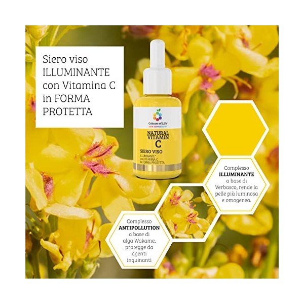 Colours of Life Skin Supplement NATURAL VITAMIN C - Serum visage ILLUMINATEUR avec Vitamine C PROTEGEE - 30 ml