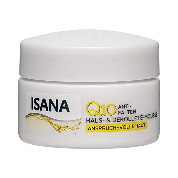 Isana Q10 Anti-Rides de cou & décolleté de mousse pour peau exigeante 50 ml, Corn eosti cker DS, anti-âge raffermissante, nac