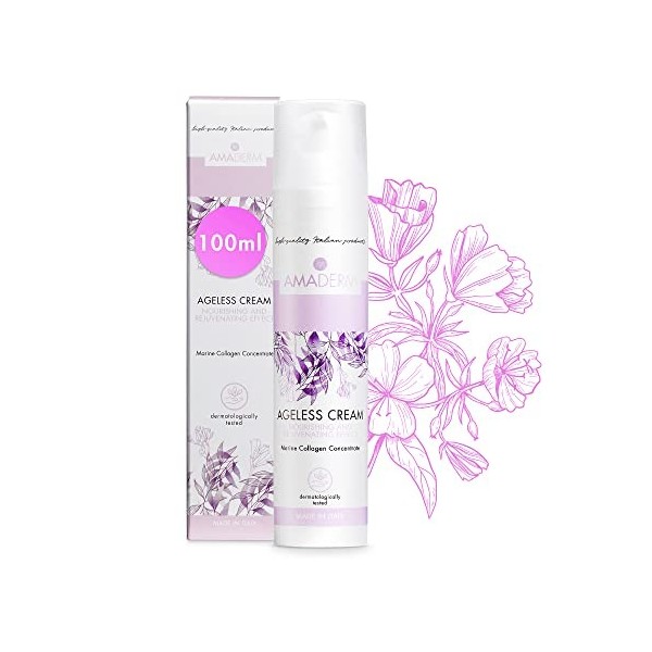 AMADERM Ageless Cream 100ml | Crème Visage Anti-Âge pour Femme de Plus de 35 Ans | MADE IN ITALY Collagène Marin avec Vitamin