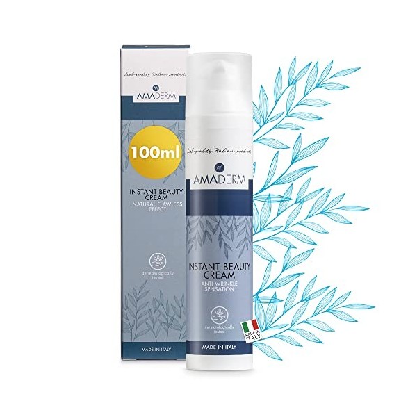 AMADERM Instant Beauty Men 100ml Crème Visage Homme 3en1 - Creme Homme Anti-Rides, Hydratant et Anti-Fatigue à lAcide Hyalur