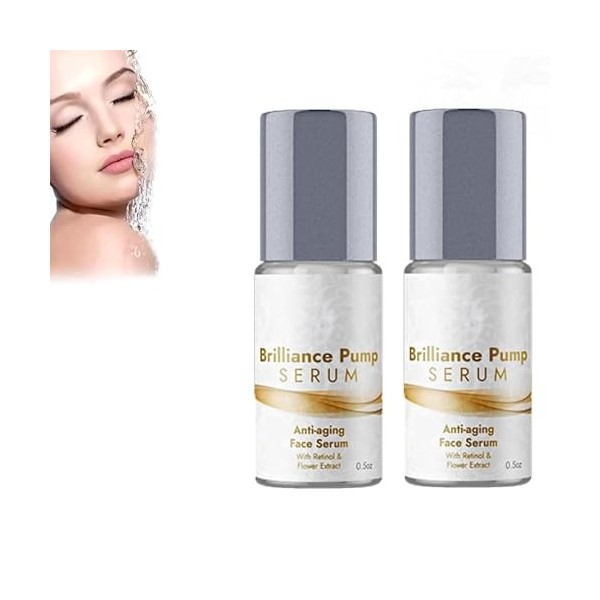 Sérum pompe brillance, sérum Anti-âge pompe brillance, sérum yeux défiant lâge, sérum visage brillance, réduit les ridules 