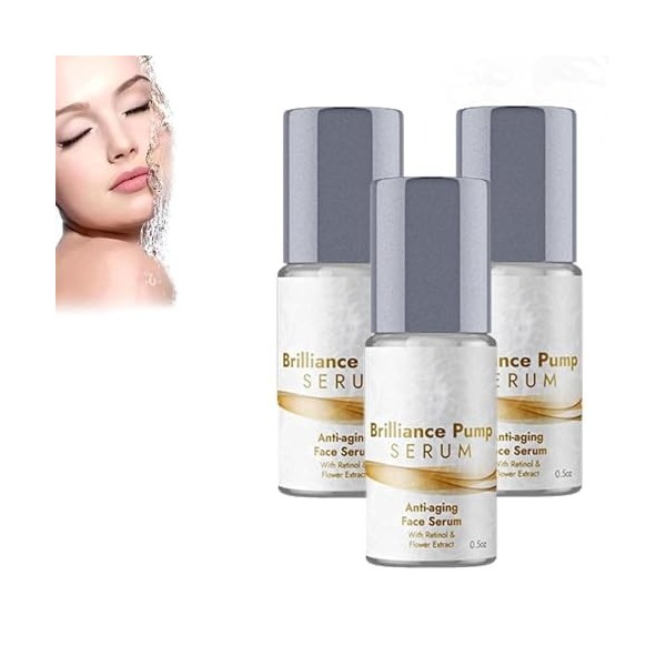 Sérum pompe brillance, sérum Anti-âge pompe brillance, sérum yeux défiant lâge, sérum visage brillance, réduit les ridules 