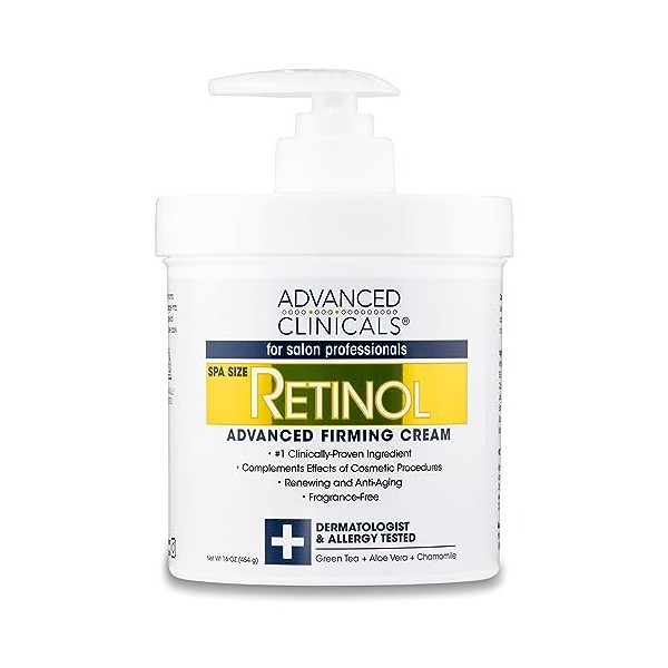 Advanced Clinicals Retinol Cream. Spa Size For Salon Professionals. Moisturizing Formula Penetrates Skin To Erase The Appeara