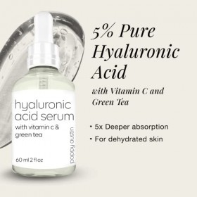 Sérum à lAcide Hyaluronique - ENORME 60ml- Vegan, Sans Cruauté, Bio - Meilleur Hydratant pur Pour le Visage à lacide Hyalur