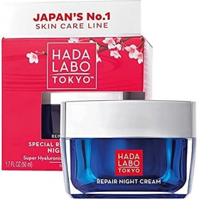 Hada Labo Tokyo Red, Creme Anti Rides Femme 50 ml - Creme Visage Femme 40+ - Crème Hydratante Visage - Crème de Nuit avec du 