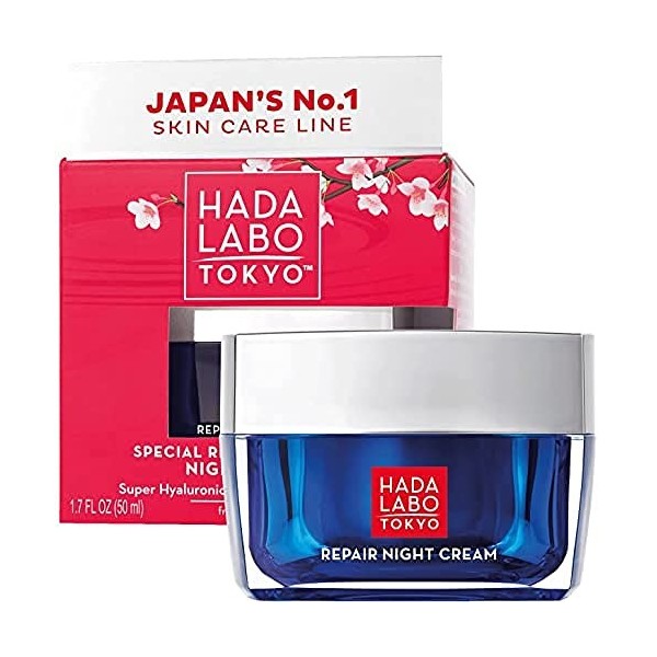 Hada Labo Tokyo Red, Creme Anti Rides Femme 50 ml - Creme Visage Femme 40+ - Crème Hydratante Visage - Crème de Nuit avec du 