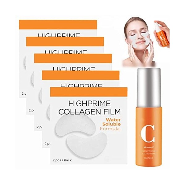 Highprime Collagen Soluble Film Highprime Collagen Film & Mist Kit Solid Collagen Essence Paste for Anti-Aging Effects, Smoot