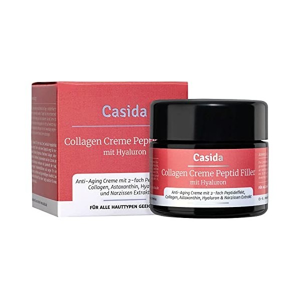 Casida - Crème au Collagène Peptide Filler avec Acide Hyaluronique - hydratant avec anti-âge peptide, Acide Hyaluronique, Syn